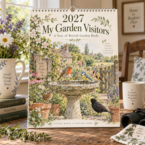 🌿 2027 My Garden Visitors Calendar A Year of British Garden Birds, Cottage Flowers & Brighter Days
