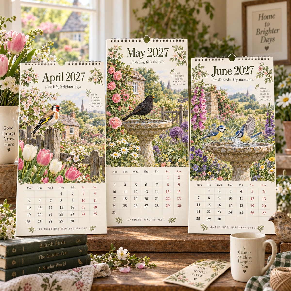 🌿 2027 My Garden Visitors Calendar A Year of British Garden Birds, Cottage Flowers & Brighter Days