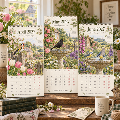 🌿 2027 My Garden Visitors Calendar A Year of British Garden Birds, Cottage Flowers & Brighter Days