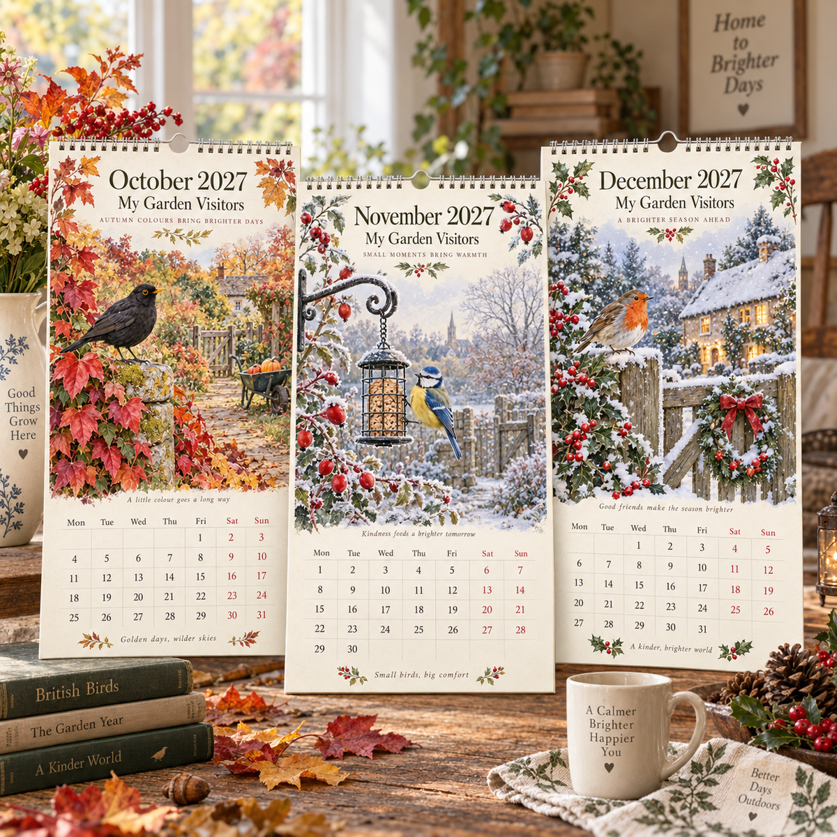 🌿 2027 My Garden Visitors Calendar A Year of British Garden Birds, Cottage Flowers & Brighter Days