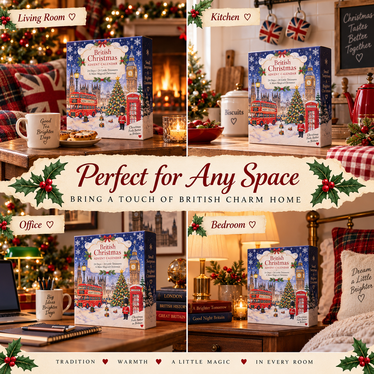🎄 24 Days of British Christmas – Advent Calendar with 24 Charming Collectible Surprises